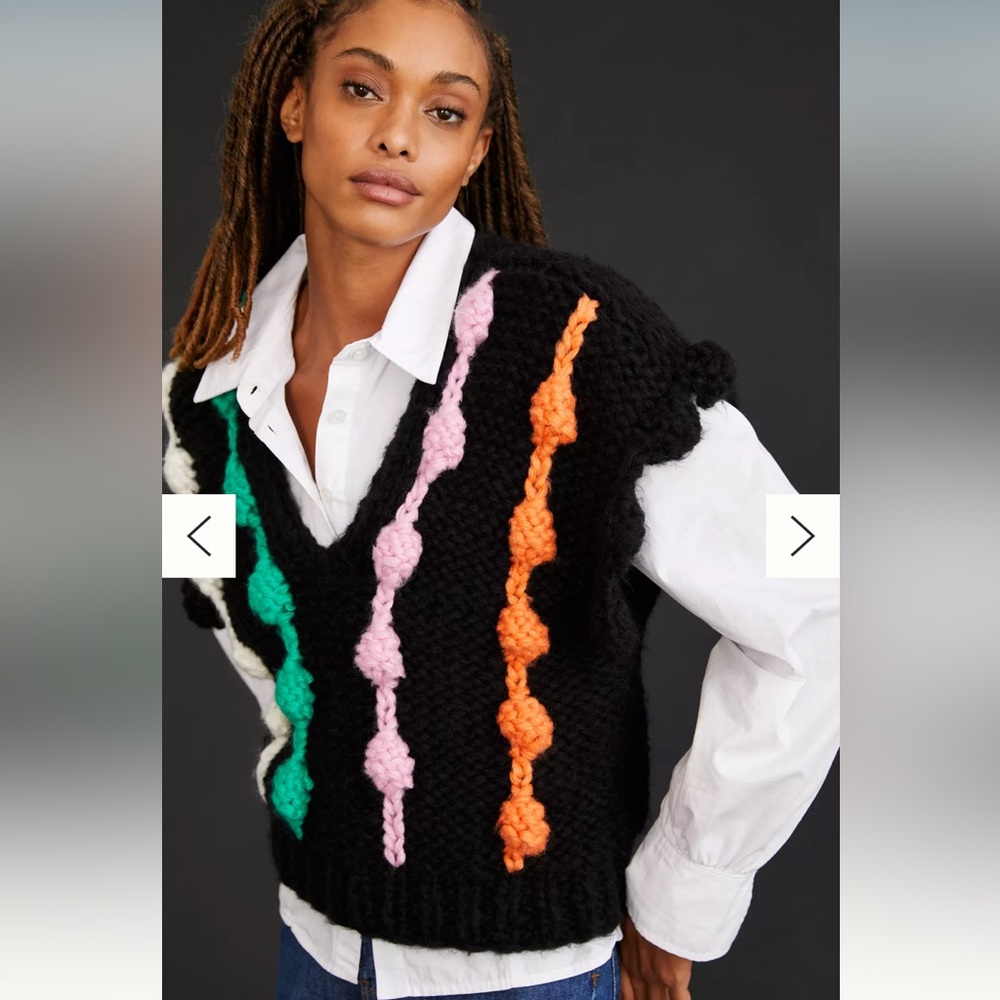 Anthropologie Maeve Bauble Knot Multi Color Sweater Vest